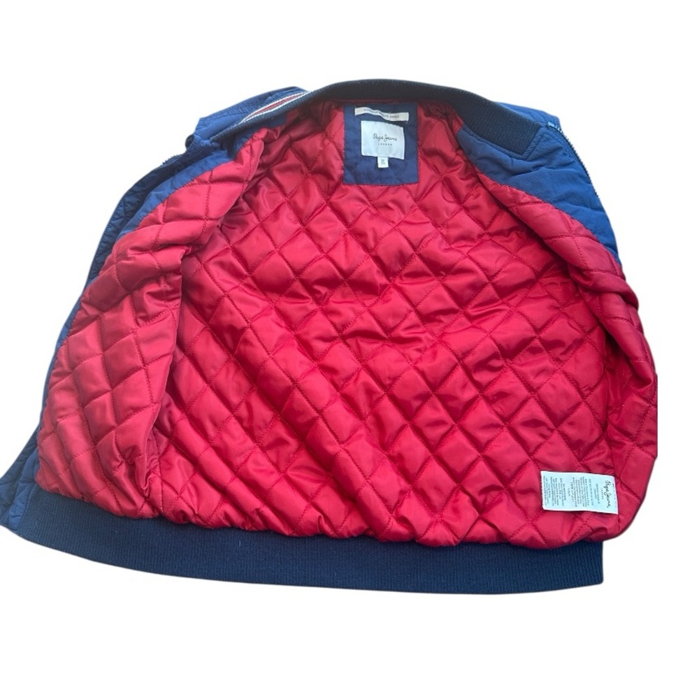 Boys Pepe Jeans London Colorblock Bomber Jacket Navy White Red Size 12/152 Warm - Picture 10 of 13